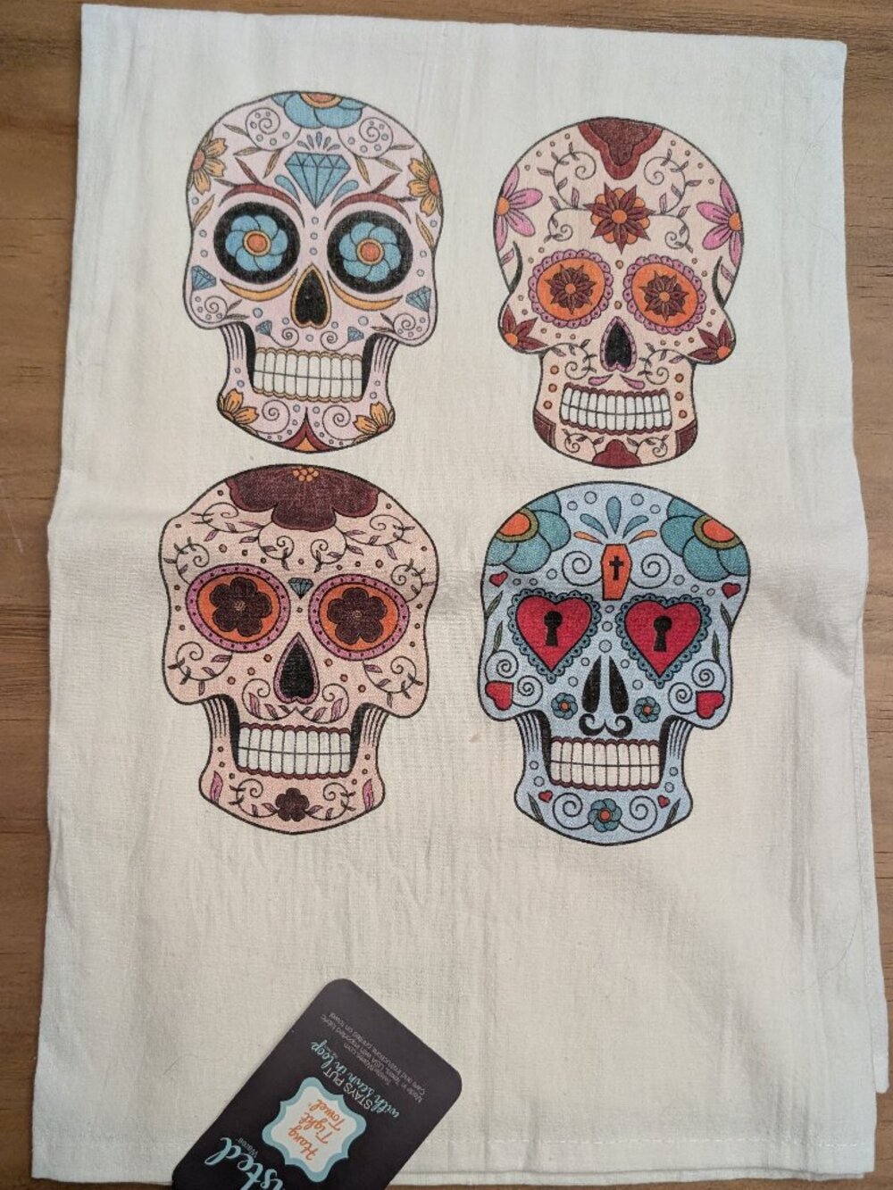 Brand New NWT Cute Twisted Wares Hang Tight Towel Sugar Skull Cotton Sack Towel